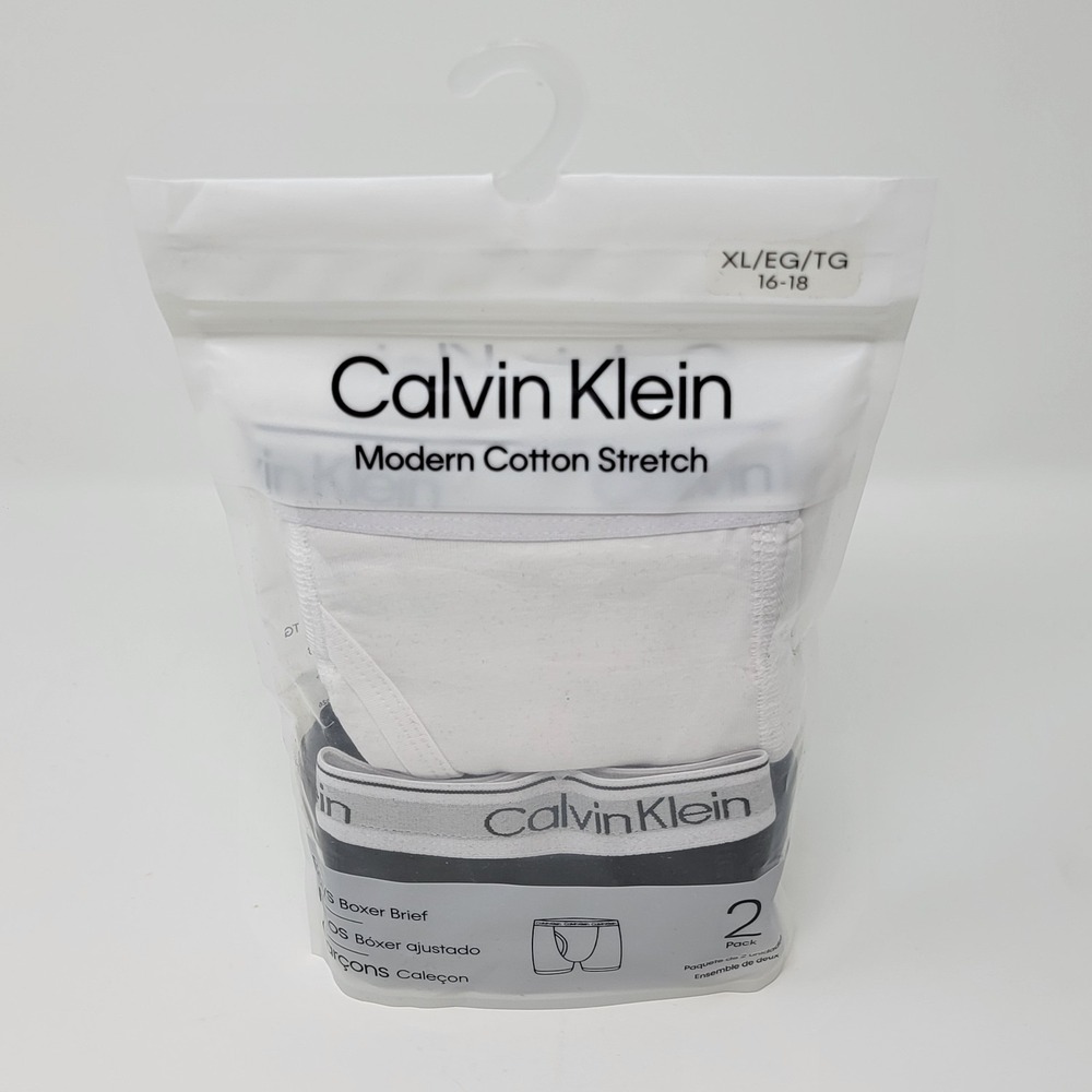 Calvin Klein Boys 2 Pack Cotton Stretch Boxer Briefs Youth XL Extra Large 16/18